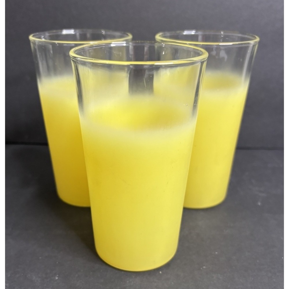 3 Blendo West Virgina Highball Glasses Yellow Vintage MCM